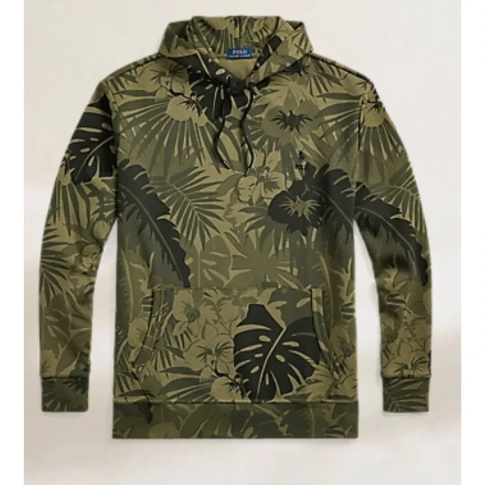 Polo Ralph Lauren Green Tropical Camo Jersey Knit Hoodie Men's Size 3XLT NWT